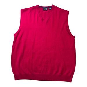 Jos. A Bank Grandpa Core Mr Rogers Red Merino Wool Sleeveless Sweater Vest Large